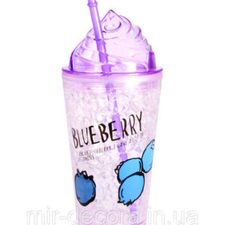 Стакан пластиковий із трубочкою "Кріммі" Blueberry 500 мл