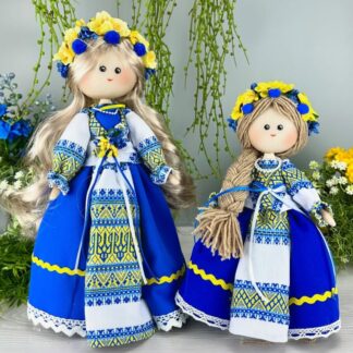 Інтер'єрна лялечка ручної роботи, подарунок "Україночка у синьому"